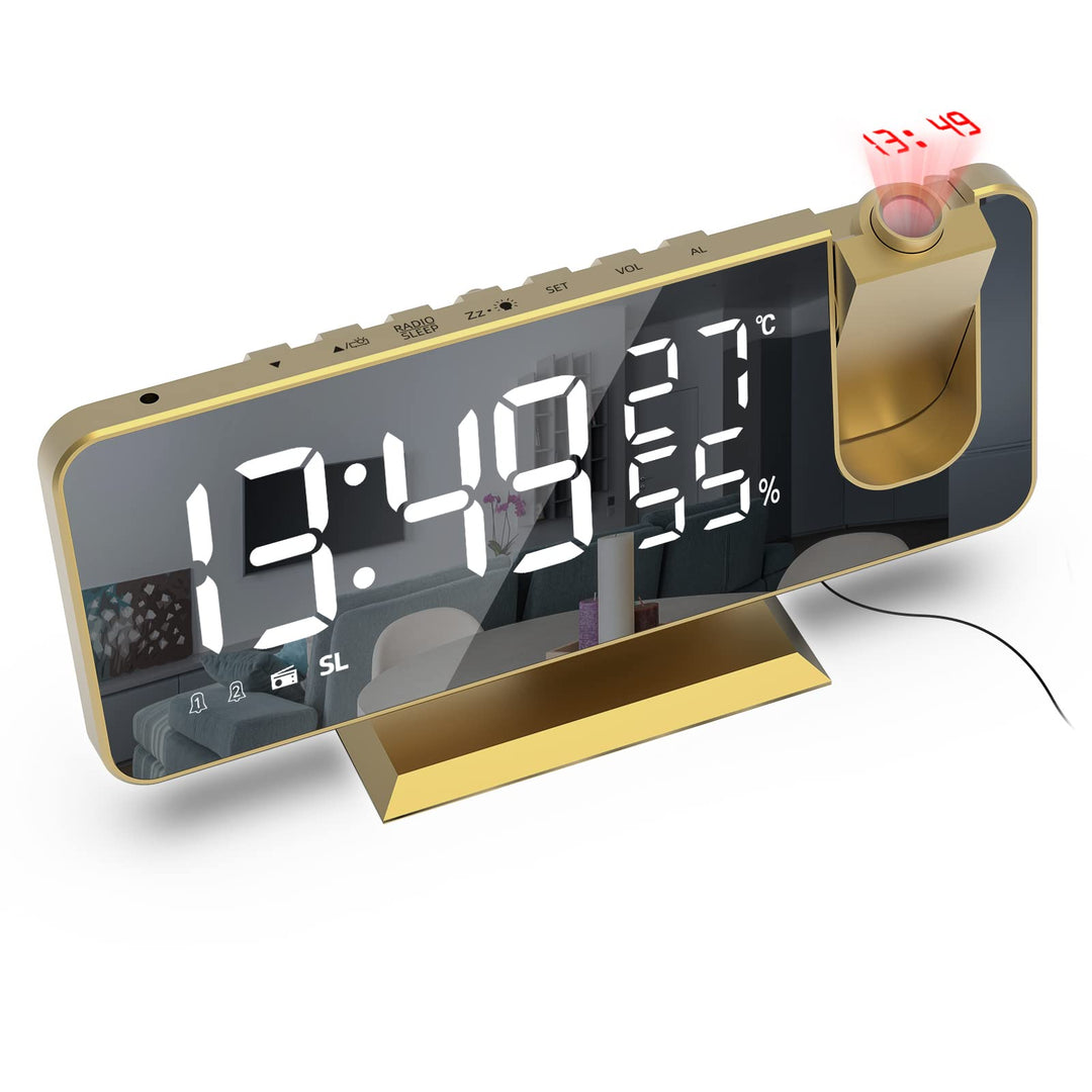 Wecker mit Projektion Radiowecker-Digitaler Projektionswecker mit USB-Anschluss, 7.5 Zoll grosses Sp
