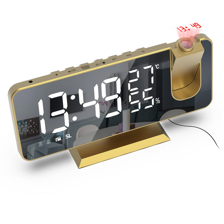 Wecker mit Projektion Radiowecker-Digitaler Projektionswecker mit USB-Anschluss, 7.5 Zoll grosses Sp