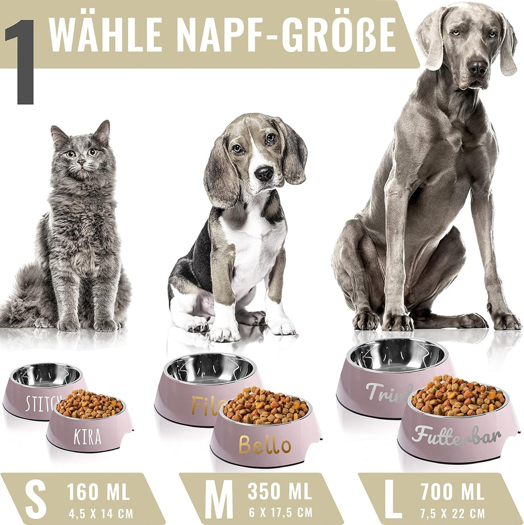 ne&no® Futternapf 2er Set für Hunde und Katzen (L - PERSONALISIERT, Malve) L - PERSONALISIERT MALVE,