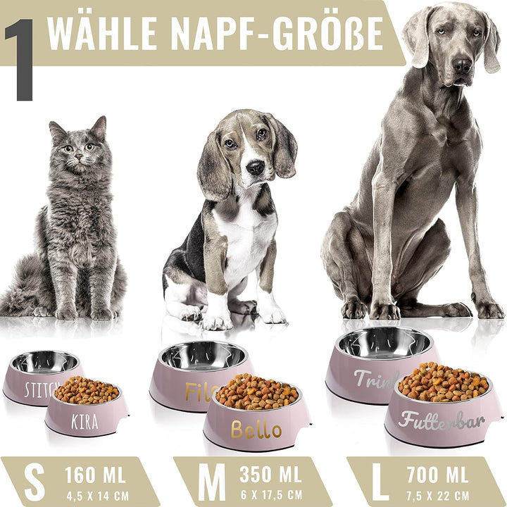 ne&no® Futternapf 2er Set für Hunde und Katzen (L - PERSONALISIERT, Malve) L - PERSONALISIERT MALVE,