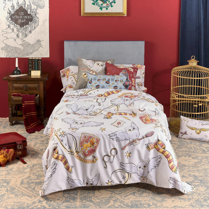 Belum Harry Potter Bettbezug, Modell Hedwig, Bettbezug mit Knöpfen, 100% Baumwolle, hochwertiger Bet
