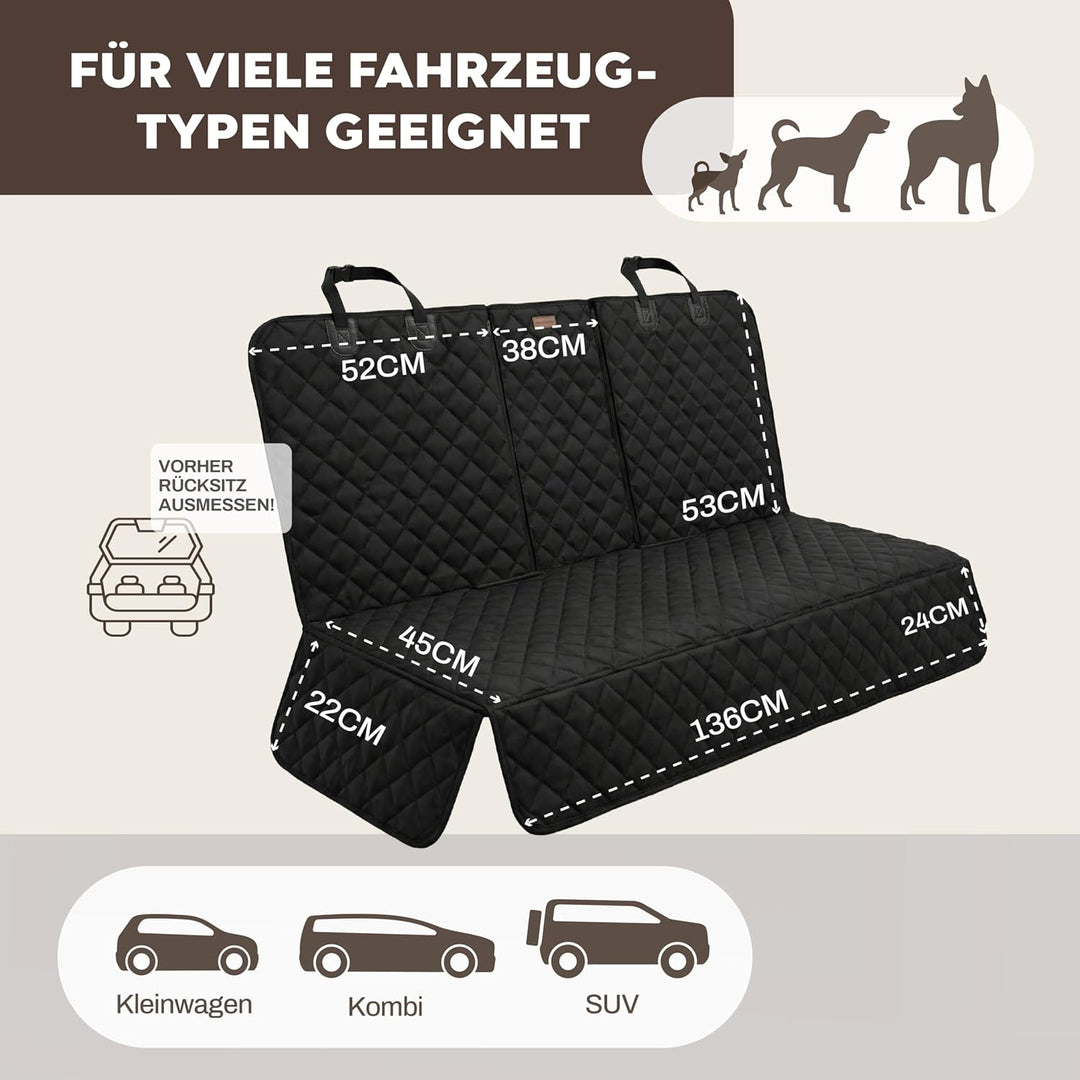 Hainberger Hundedecke Auto Rückbank, Autoschondecke Hund Rücksitz universelle Passform für viele Aut