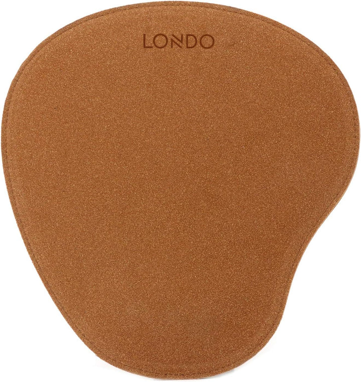 Londo Leder Oval Mouspad mit Handgelenkauflage - Rutschfesten Unterseite, Glatte Oberfläch Hellbraun