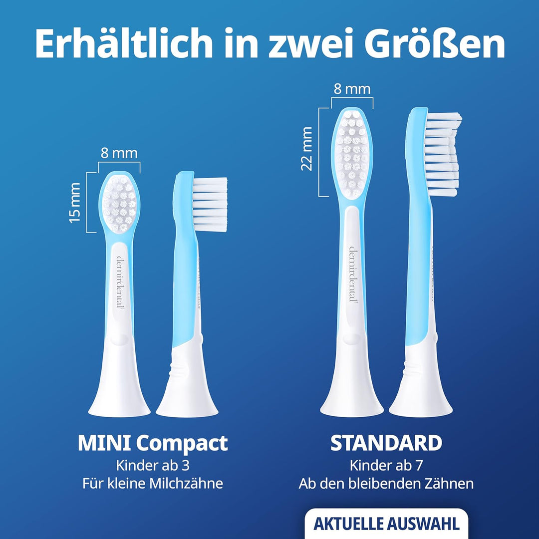 demirdental Kinder Ersatzbürsten passend für Philips Sonicare Kids, Bürstenköpfe ab 7 Jahre, entspri