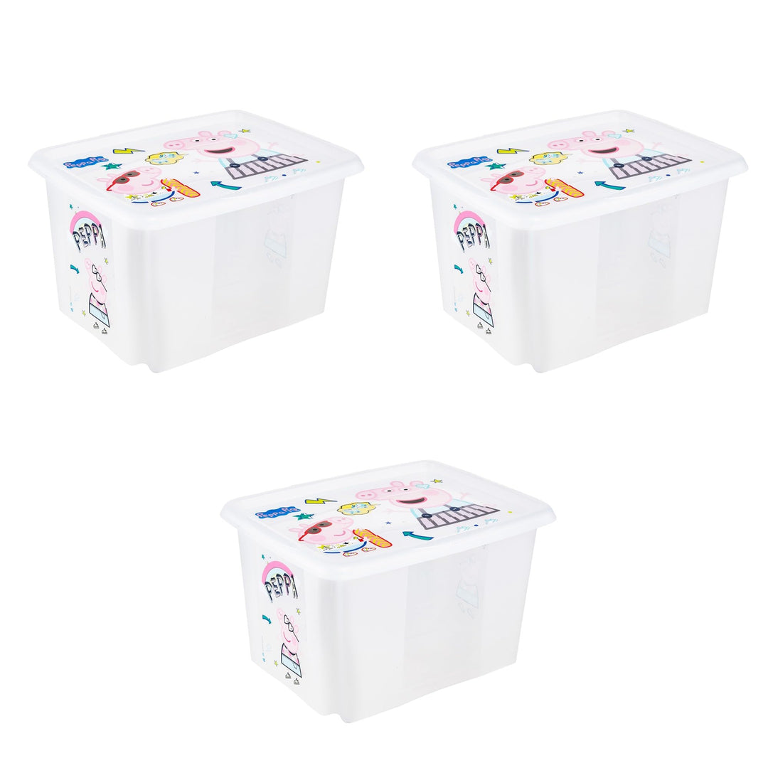 keeeper karolina 3x Peppa Pig Aufbewahrungsbox mit Deckel, Dreh- und stapelbar, Für Kinder, 30 l, Tr