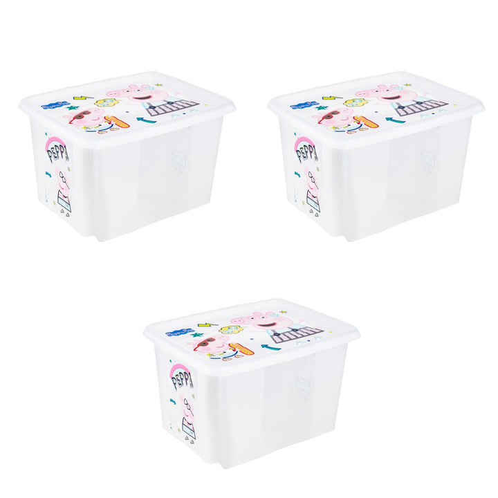 keeeper karolina 3x Peppa Pig Aufbewahrungsbox mit Deckel, Dreh- und stapelbar, Für Kinder, 30 l, Tr