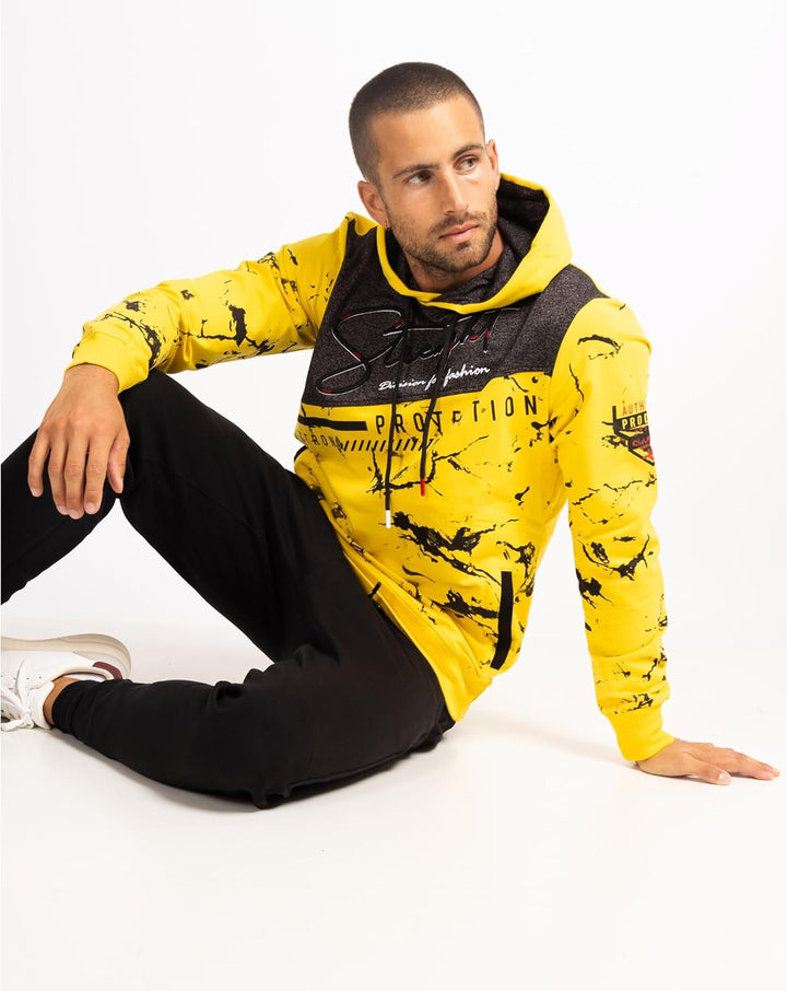 Subliminal Mode Herren-Kapuzen-Sweatshirt, langärmlig, zweifarbig, mit Tasche, lässiger Stil, Basic,