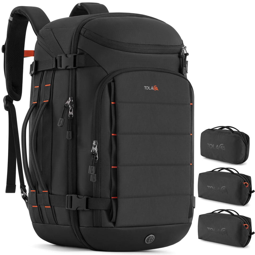 Tolaccea Handgepäck Rucksack, 40L Gross Reiserucksack, TSA Freundlich Laptop Rucksack für 15,6 Zoll,