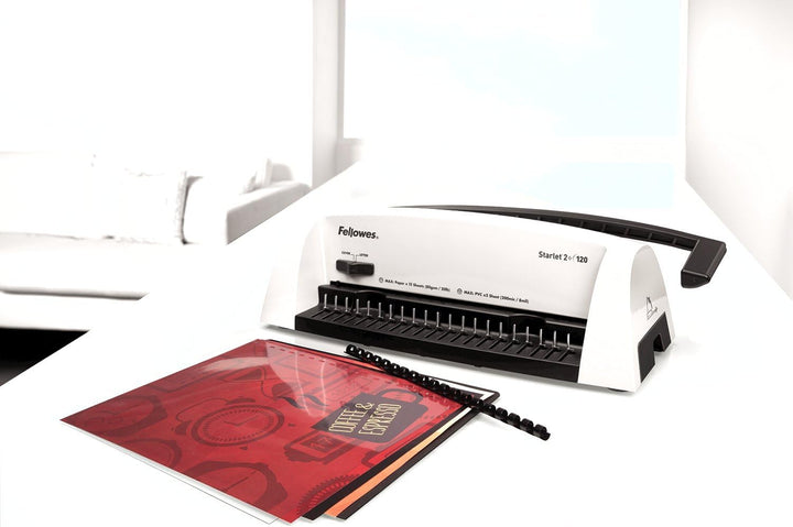 Fellowes Plastikbindegerät Starlet+ für Zuhause und das Home Office, Bindekapazität 120 Blatt, Stanz