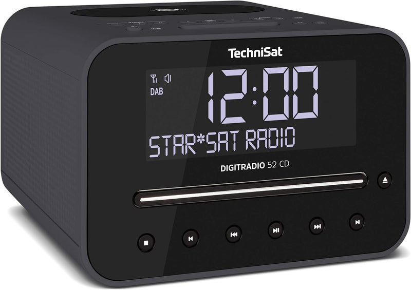 TechniSat DIGITRADIO 52 CD Stereo DAB Radiowecker mit zwei einstellbaren Weckzeiten (DAB+, UKW, Snoo