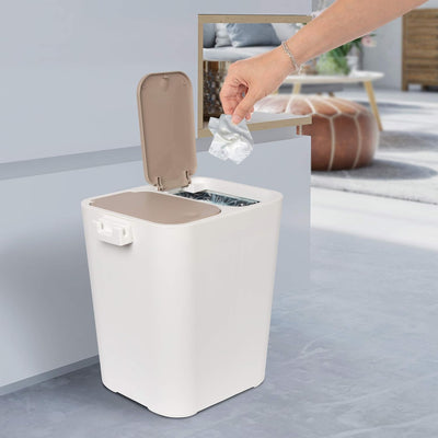 ONVAYA® Mülltrennsystem Ben | Mülltrennung mit mehreren Fächern | Mülleimer in creme-weiss | Abfalle