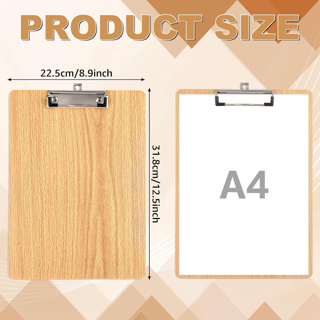 APACALI 10 Stück Klemmbrett A4 Holz, Klemmbrett Holz, Zwischenablage Schreibbrett, Pad Halter Clipbo