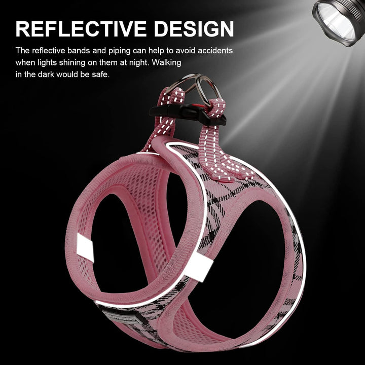 Suredoo Hundegeschirr Kleine Hunde mit Leine, Anti Zug Geschirr Reflektierend Atmungsaktiv Brustgesc