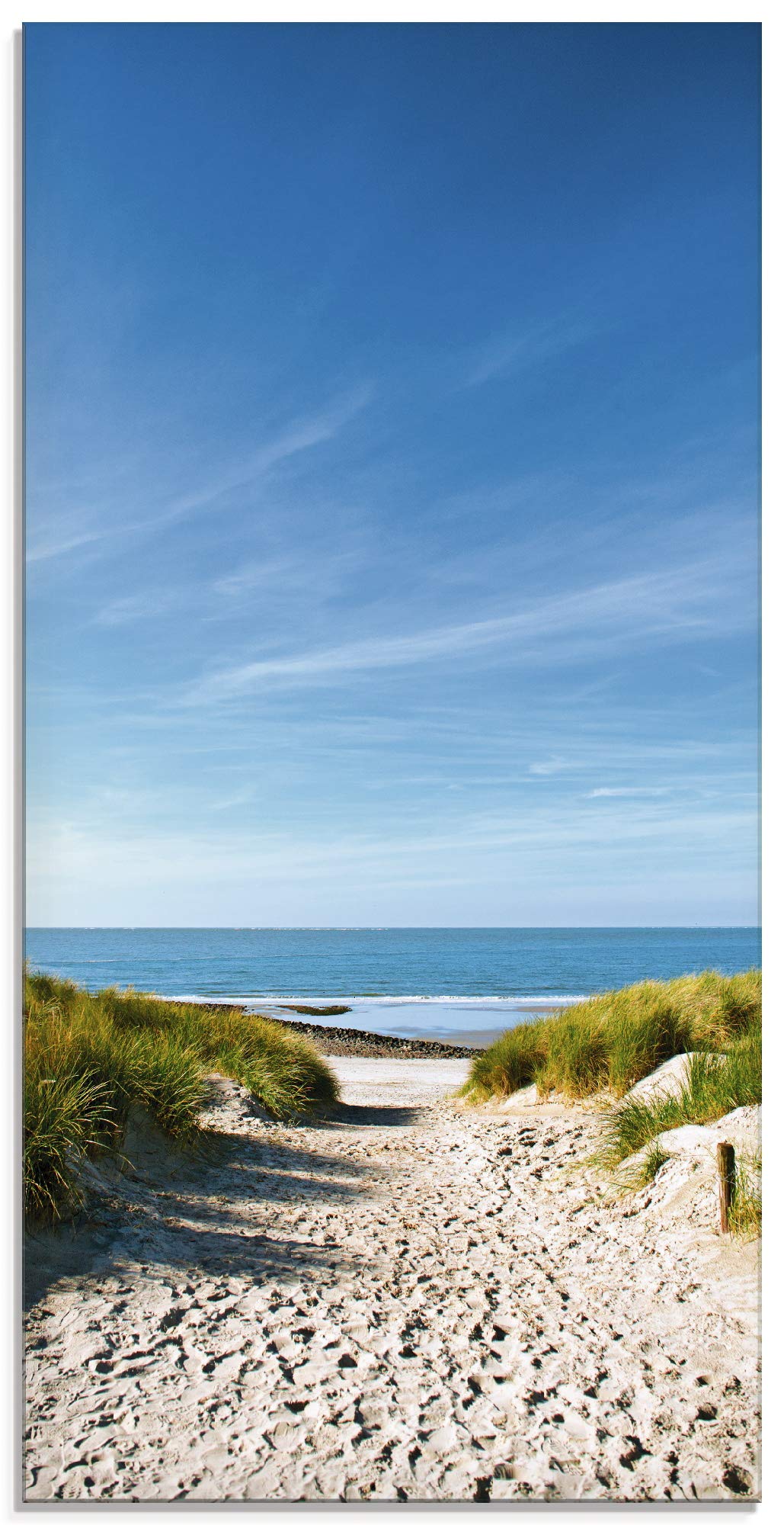 ARTland Glasbilder Wandbild Glas Bild einteilig 30x60 cm Hochformat Strand Meer Küste Nordsee Sand D