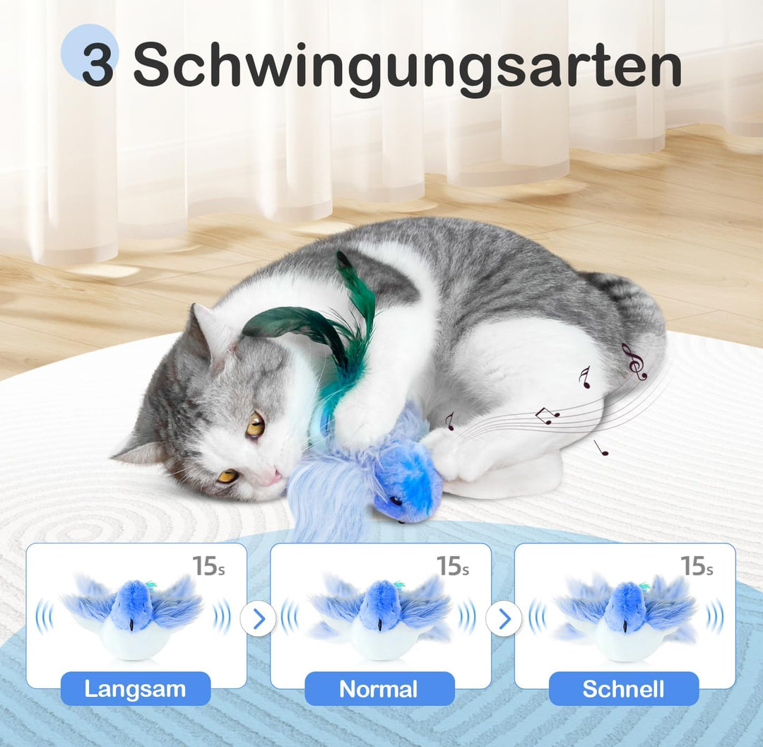 Migipaws Katzenspielzeug, elektrisches interaktives Katzenspielzeug,echte Flattern und Zwitschern wi
