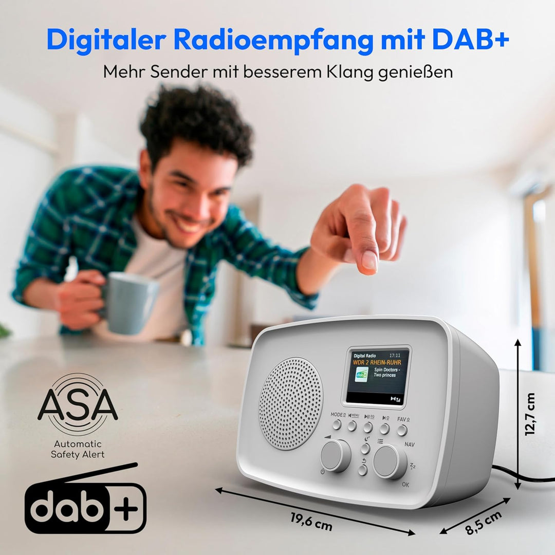 MEDION DAB+ Radio mit Bluetooth DRE-1 (DAB Plus, UKW Radio, Tropfwasserschutz, Teleskopantenne, Weck