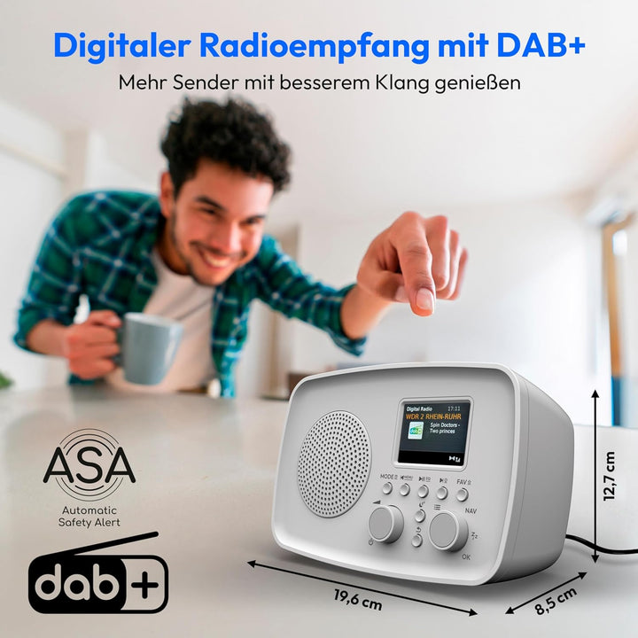 MEDION DAB+ Radio mit Bluetooth DRE-1 (DAB Plus, UKW Radio, Tropfwasserschutz, Teleskopantenne, Weck