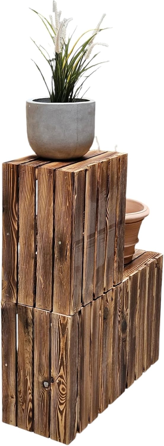 Geflammte Holzkisten Weinkisten Obstkisten mit Mittelbrett/Zwischenbrett Ablage für Aufbwahrung Schu