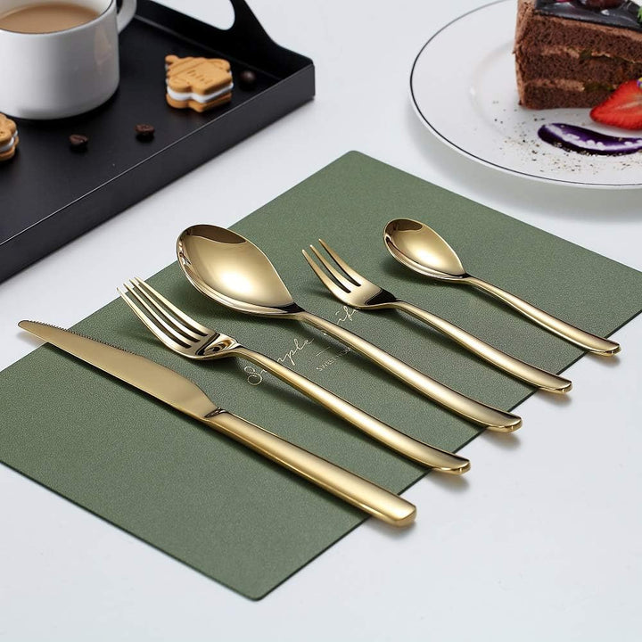 HOMQUEN 30 Stück Gold Besteck Set, Gold Besteckset aus Edelstahl, Gold Titanbeschichtung, Utensilien