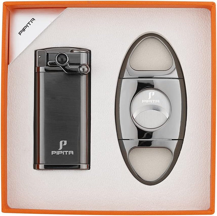 PIPITA Winddicht Fackel Feuerzeuge Geschenk Sets, Single Blauer Flammen Feuerzeug Nachfüllbare Metal