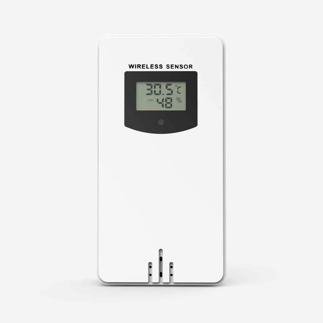 Aussensensor der Wetterstation, Anzeige von Aussentemperatur und Luftfeuchtigkeit, maximale Übertrag