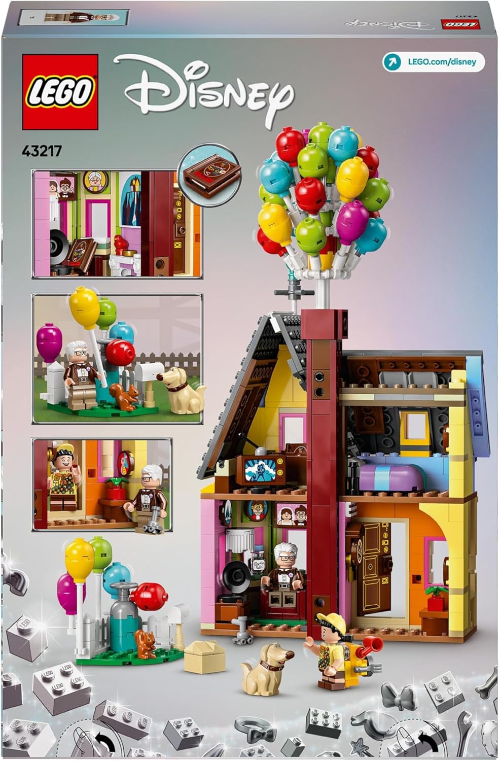 LEGO 43217 Disney and Pixar Carls Haus aus „Oben“, baubares Spielzeug mit Luftballons, Carl, Russell