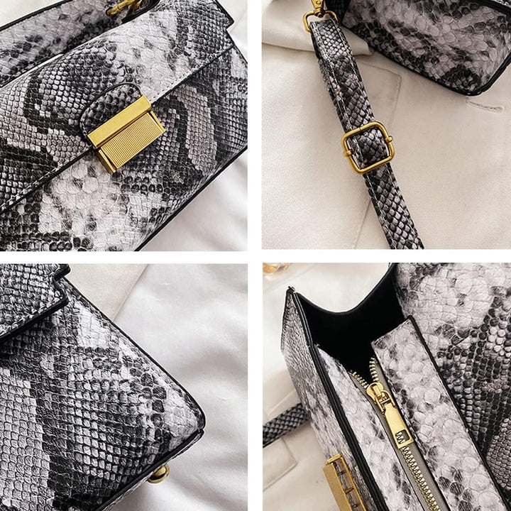 Coolives Damen Kleine Umhängetasche mit Krokodilledermuster Mini Handtasche aus PU-Leder Clutches Da