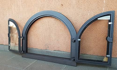 Sellon24® Backofentür Panama Glas Ofentür aus Gusseisen Pizzaofentür Steinofentür Gusseisen H3903
