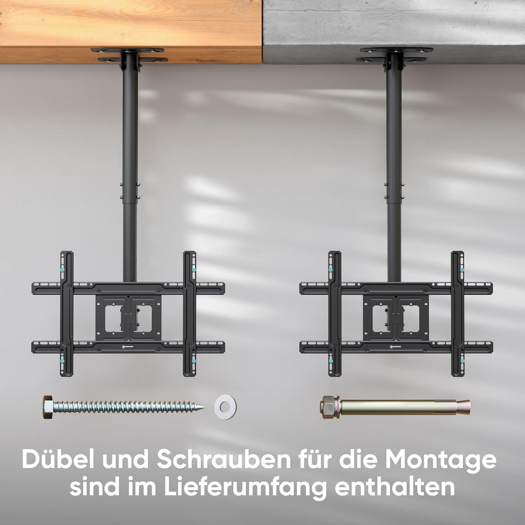 ONKRON TV Deckenhalterung für 32-80 Zoll Fernseher bis 68 kg, TV Halterung Decke extra lang, höhenve