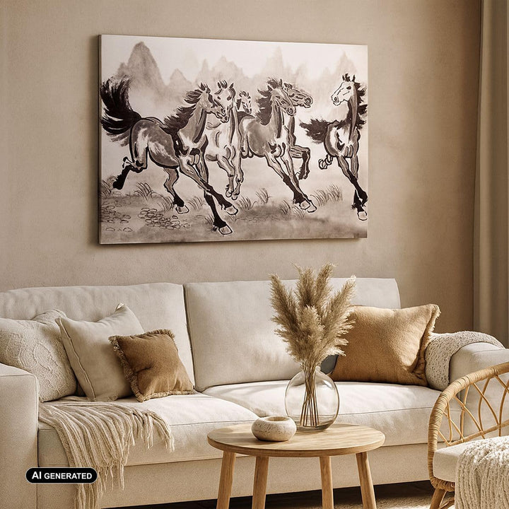 ARTTOR Bilder auf Leinwand 100x70cm Leinwandbild Pferd Abbildung Natur Gross Wanddeko Bild Schlafzim