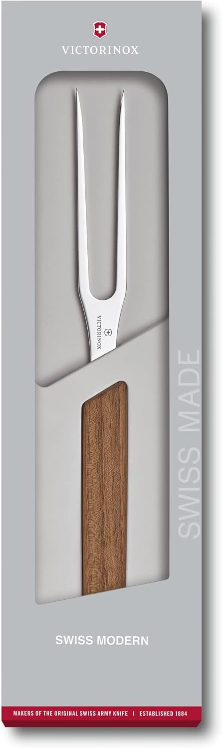Victorinox, Swiss Modern, Profi Tranchiergabel, Extra Scharfe Klinge, 15 cm, Edler Holzgriff, Rostfr