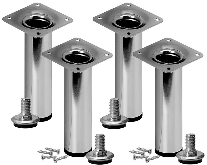 Stahlia Möbelfüsse verstellbar (4er Set) Chrom Glanz 20cm Höhe belastbar bis 50kg Sofafüsse Schrankf