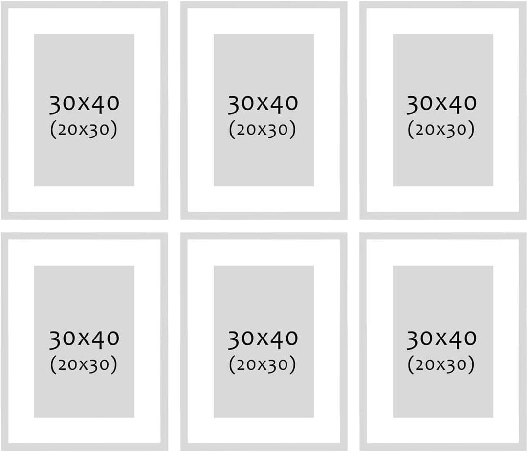 PHOTOLINI Bilderrahmen 30x40 Holz MDF Eiche Dunkel, 6er Set Bilderrahmen 40x30 mit Passepartout, bru