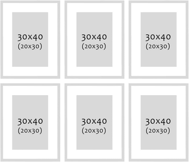 PHOTOLINI Bilderrahmen 30x40 Holz MDF Eiche Dunkel, 6er Set Bilderrahmen 40x30 mit Passepartout, bru
