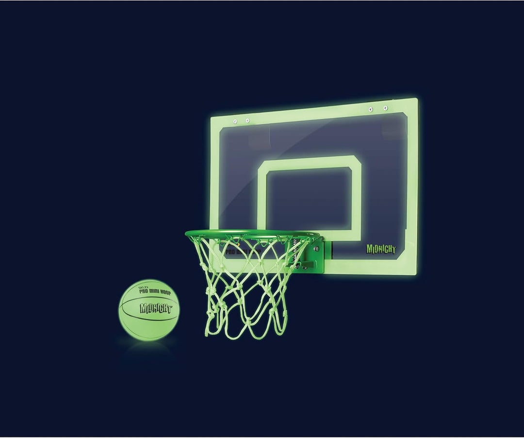 SKLZ Pro Mini Basketballkorb - Indoor Basketballkorb mit Ball Single Mitternacht/leuchtet im Dunkeln