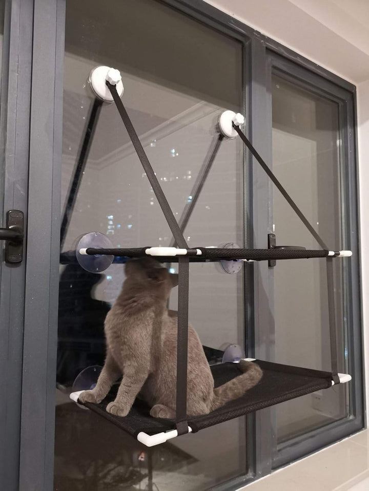 Doppellagige Katzenhängematte mit Aufhängevorrichtung, Starkem Saugnapf, Weichem Katzen-Fenstersitz