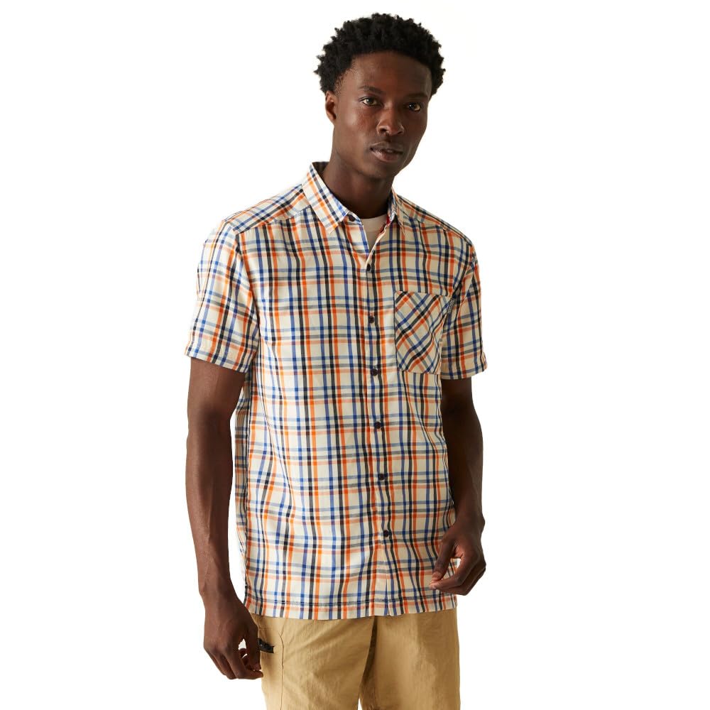 Regatta Herren Regatta Mindano Viii Kurzarmhemd für Herren Hemd (1er Pack) L Royal/Persimmon Check,