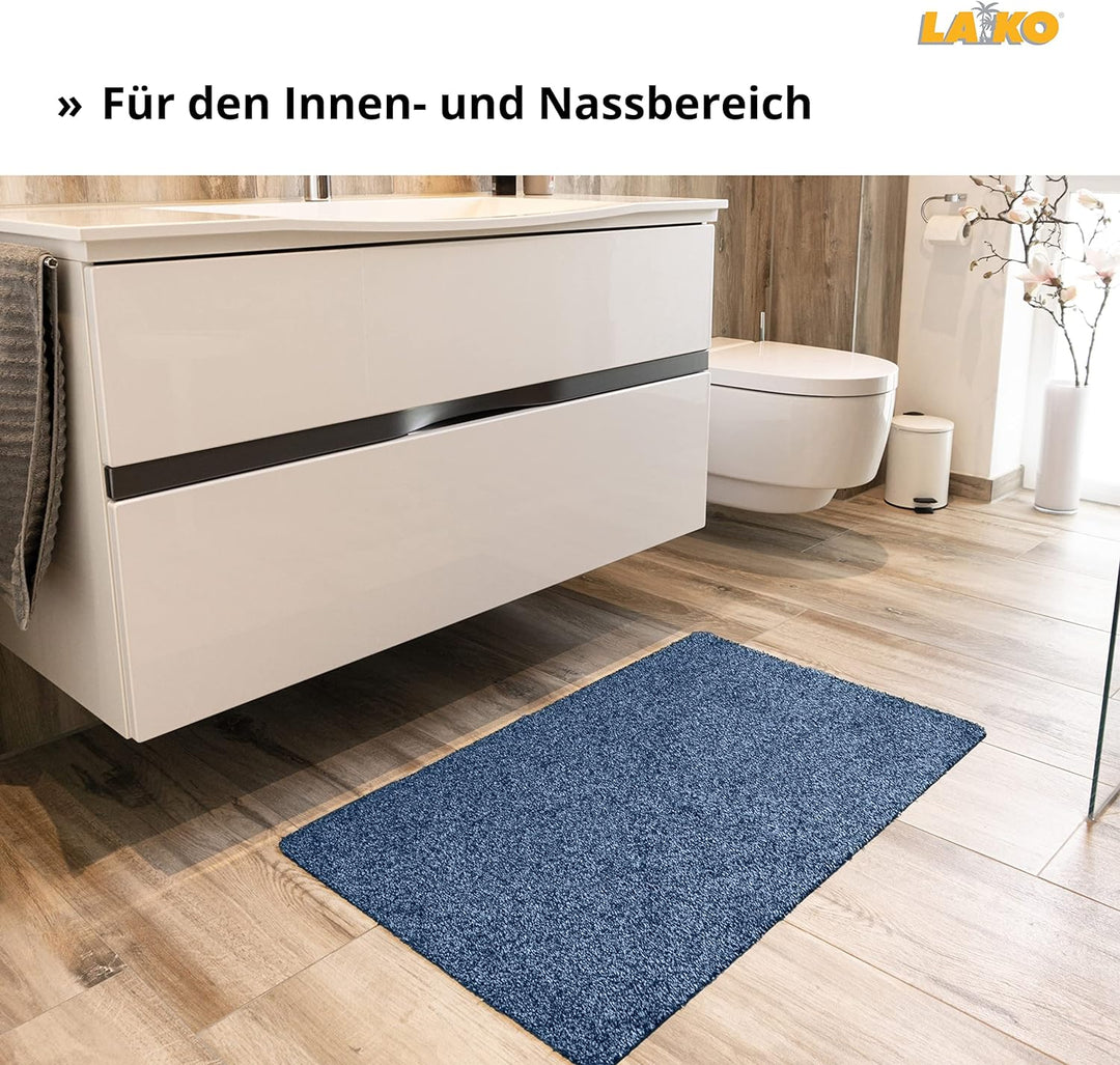 LA KO Baumwoll Fussmatte in verschiedenen Grössen und Farben - waschbare Fussmatte, angenehm weich (