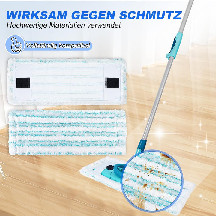 KEEPOW 4 Wischbezüge für Leifheit Clean Twist M Ergo Micro Duo, Bodenwischer Ersatzbezüge mit 2-Fase