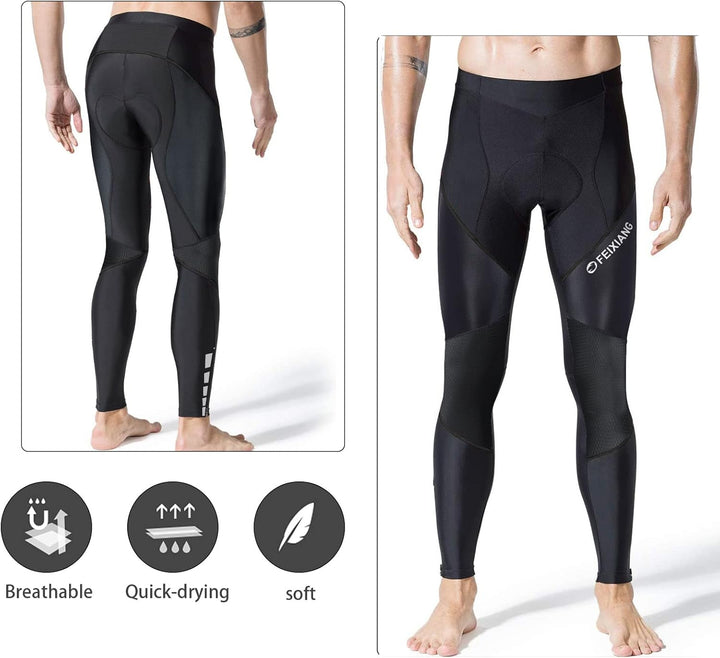 MEETWEE Herren Radlerhose Lange Fahrradhose, Kompression Radhose Leggings Radsport Hose für Männer E