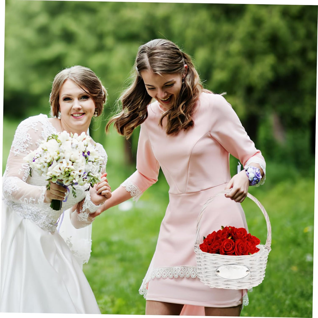 1 Stück Blumenkorb Handgewebte Körbe Für Hochzeiten Weidenkorb Baby-Seegras-Rattankorb Hochzeitskorb