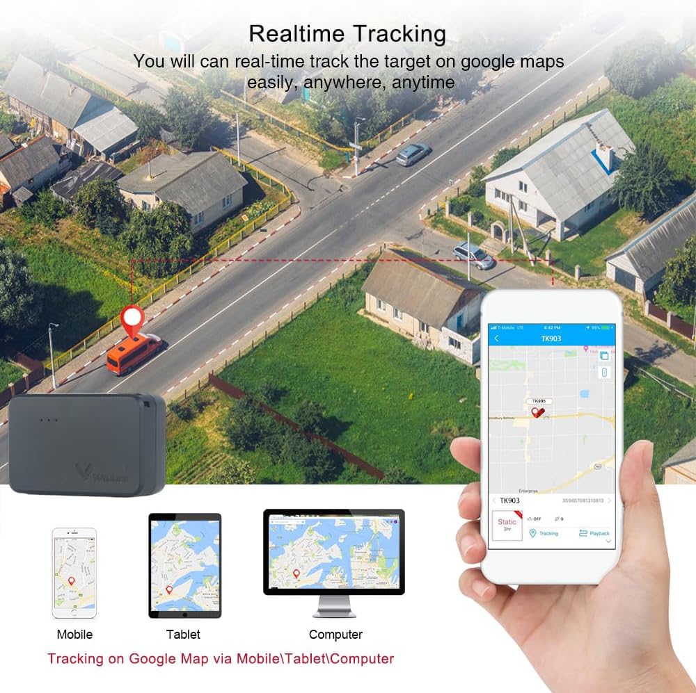 Winnes GPS-Tracker Echtzeit-Tracking Abonnement Mini GPS Tracker mit Magnet enthält mehrere Alarme G