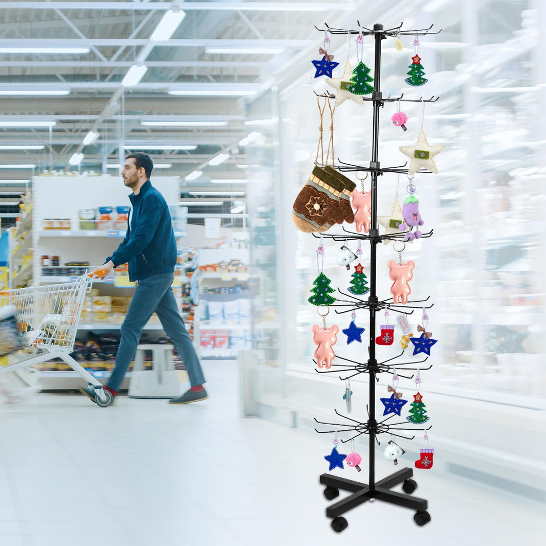 QWORK® Drehbarer Verkaufsständer mit 7 Etagen aus Metall, für Hüte, Schmuck, Socken & Seidenschals,