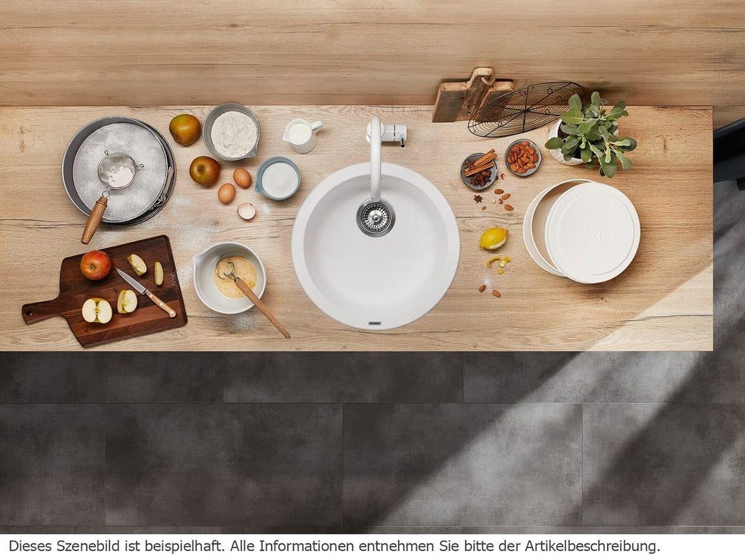 BLANCO RONDO | SILGRANIT schwarz | Einbauart: Einbau von Oben | ohne Ablauffernbedienung | 45er Unte