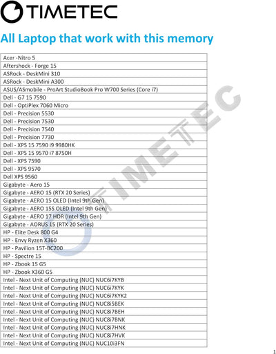 Timetec 32GB DDR4 2666MHz PC4-21300 Non-ECC Unbuffered 1.2V CL19 2Rx8 Dual Rank 260 Pin SODIMM Lapto