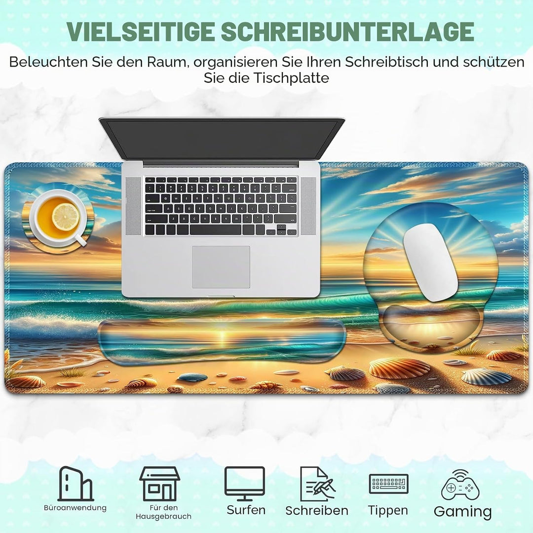 Gaming-Mauspad, grosse Tischmatte, niedlicher Tischpad-Schutz, 4in1 XXL-Mauspad + Tastatur-Handgelen