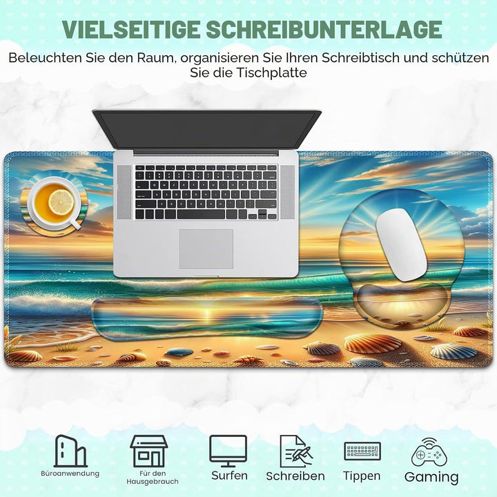 Gaming-Mauspad, grosse Tischmatte, niedlicher Tischpad-Schutz, 4in1 XXL-Mauspad + Tastatur-Handgelen