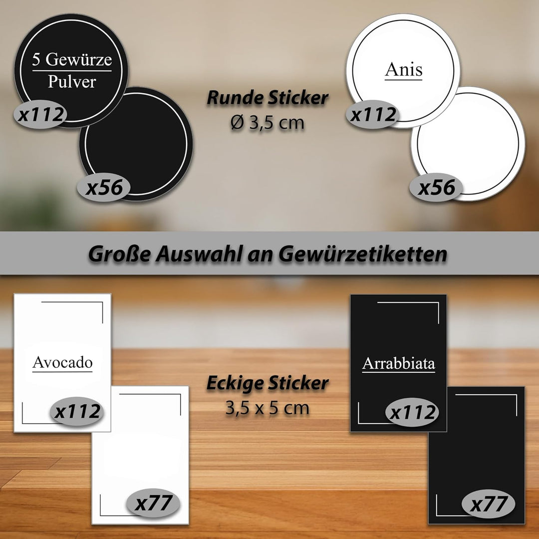 VonBueren Gewürzgläser eckig mit Bambusdeckel | Set mit 24 x 120 ml | Gewürzbehälter mit Streueinsat