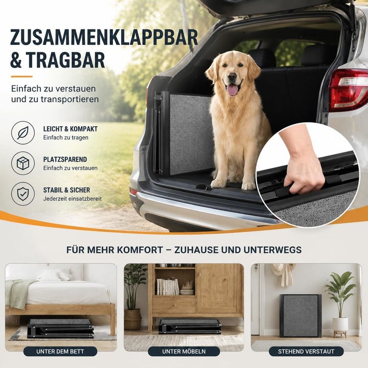 Hunderampe Auto Klappbar, Hundetreppe Auto Hunde Bis 115kg Einstiegshilfe Hundetreppe, Hundetreppe A
