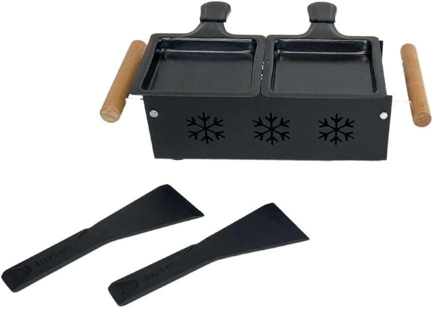 Fackelmann 40191 Raclette-Gerät, Raclette-Gerät für 2 Personen, Käse, Kerze, Holz, Stahl, Nylon, 16